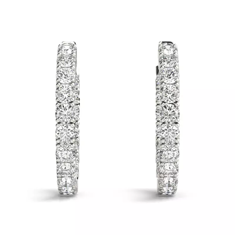 14K White Gold Endless Diamond Hoop Earrings (3 3/5 ct. tw.)